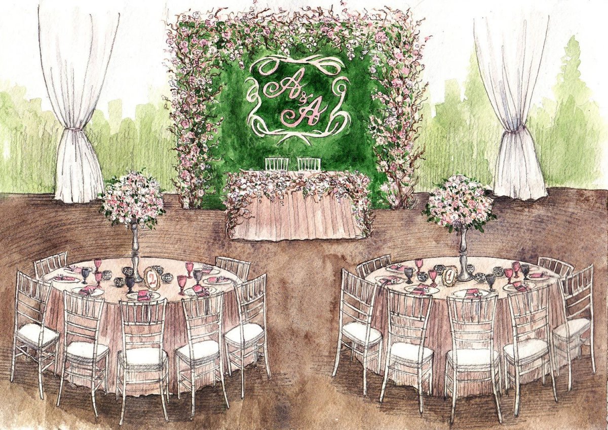 Классическая свадьба от агентства BMWedding эскиз иллюстрация